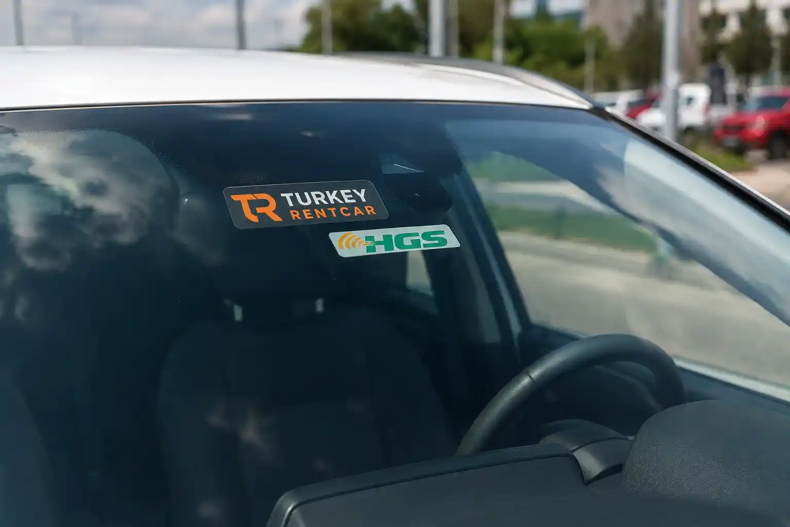 HGS toll sticker on a car windshield in Turkey